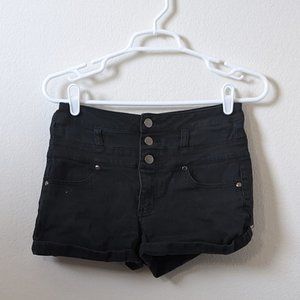 Tinseltown Denim Couture Black, Midrise Shorts, Juniors Size 5